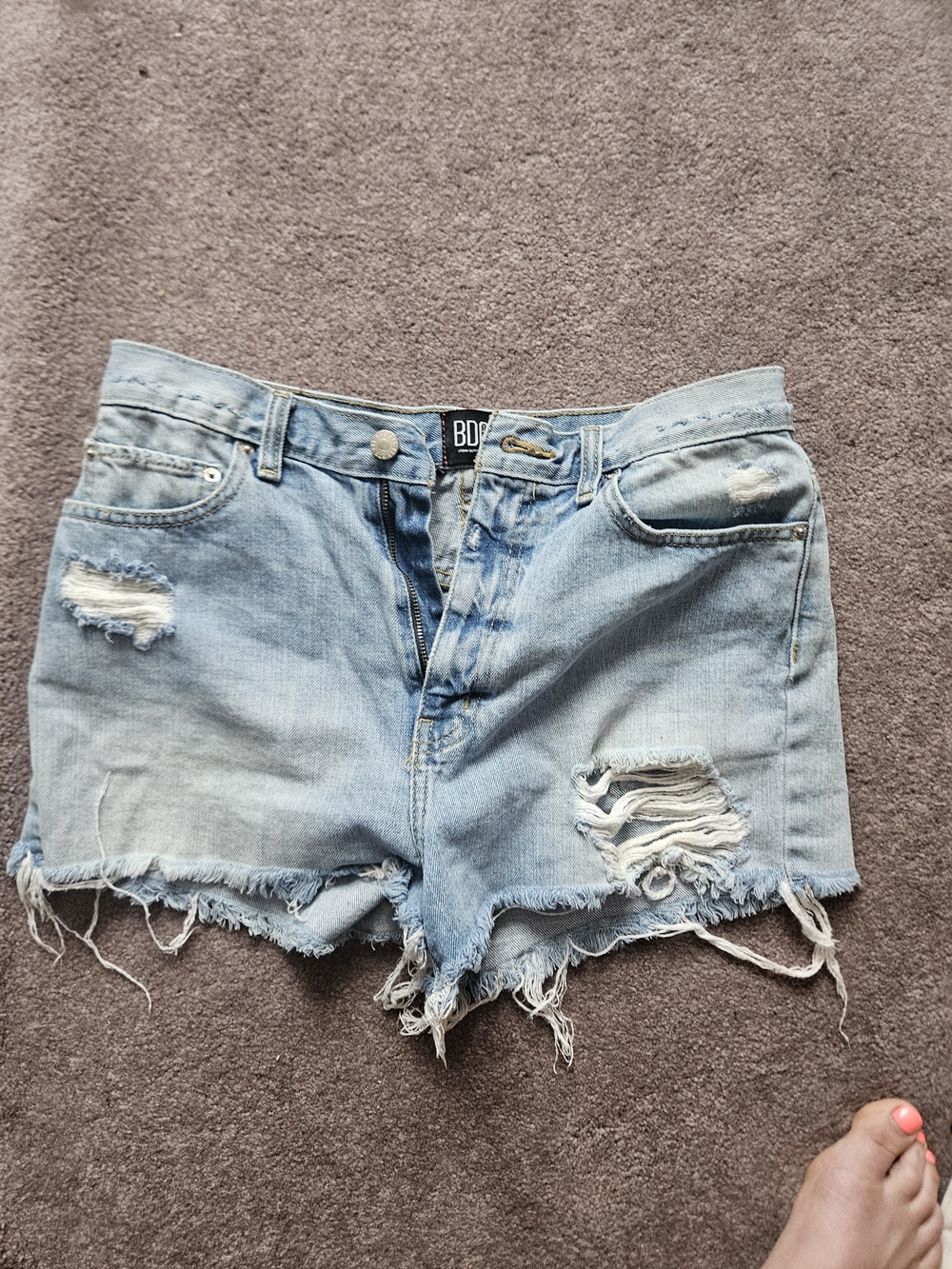 BDG Light Wash Distressed Denim Cutoff Shorts